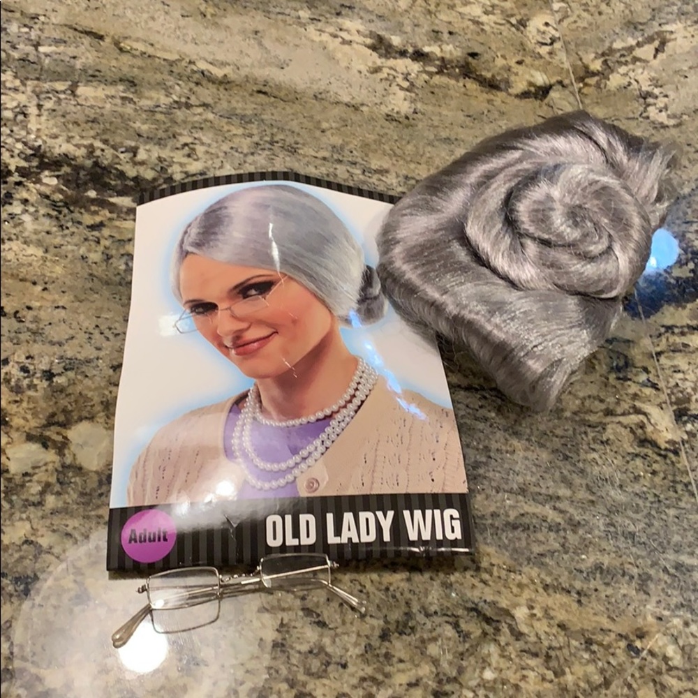Old Lady Wig and Glasses